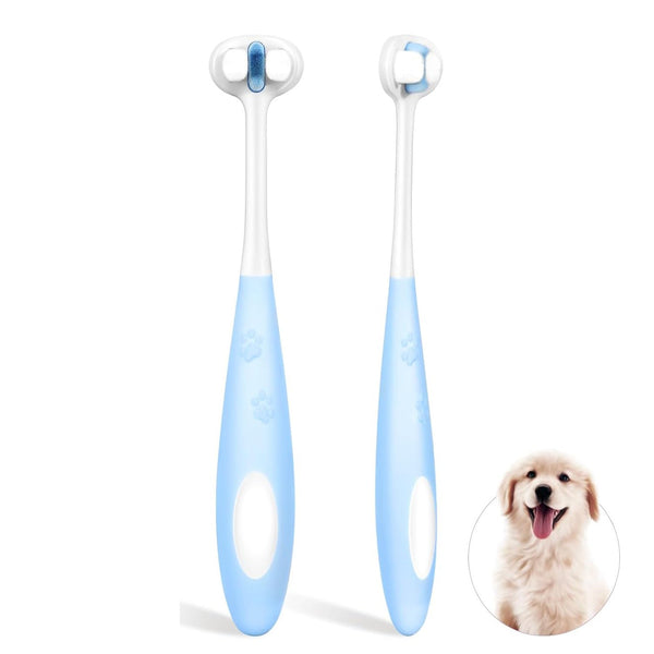 Ultra Soft Nano Bristles Dog Toothbrush Pet Dental Care Kit 3 Sided