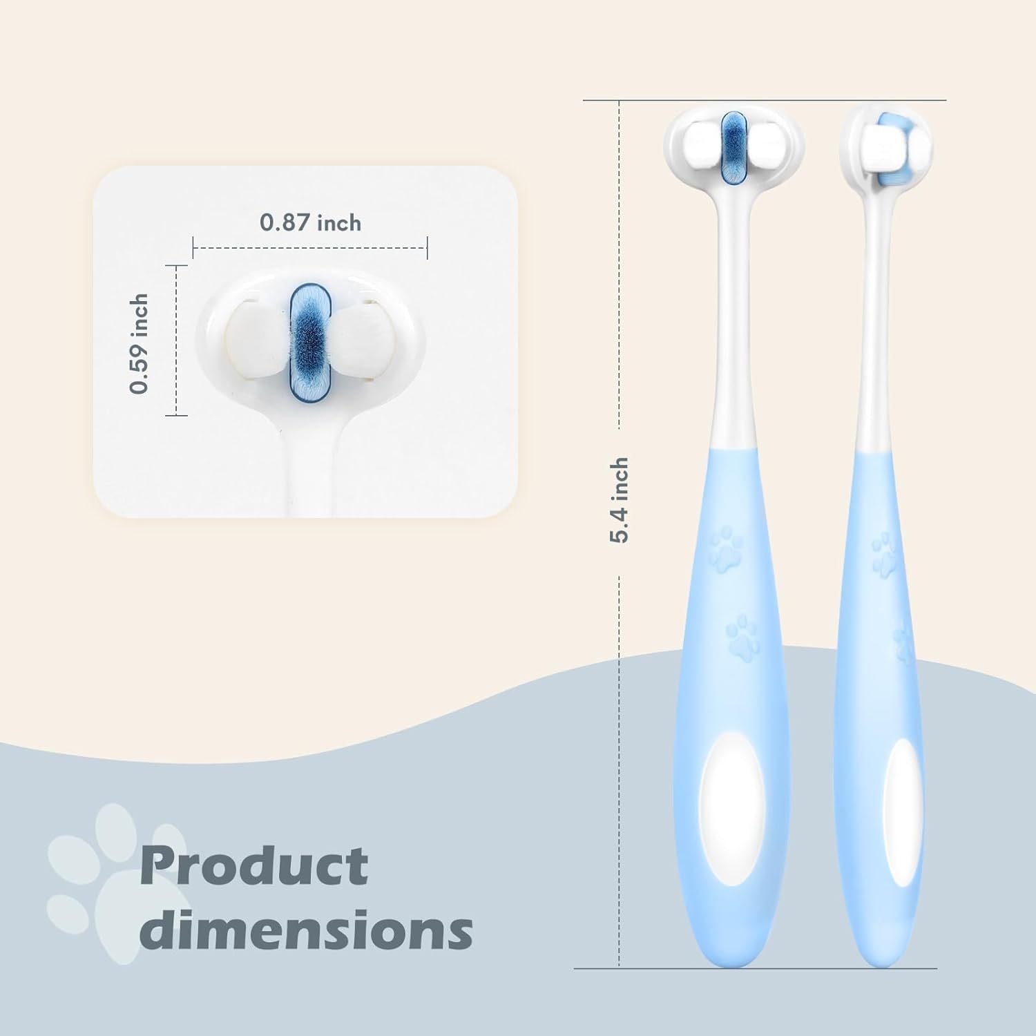 Ultra Soft Nano Bristles Dog Toothbrush Pet Dental Care Kit 3 Sided