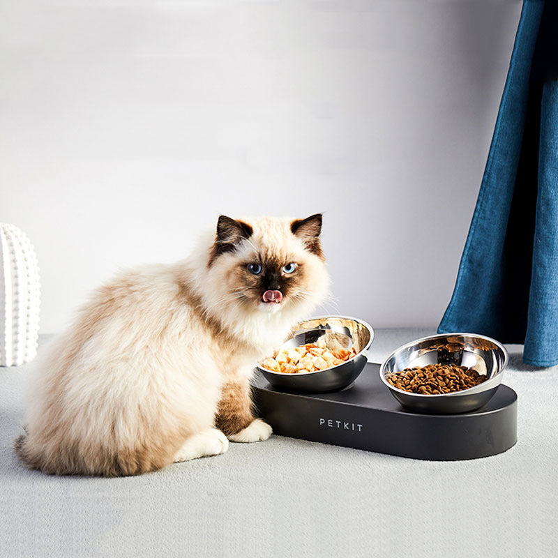 Stainless Steel Pet Dog Cat Double Bowls Anti-Slip
